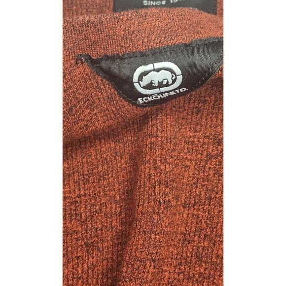 Vintage Ecko Unltd Red & Black Marl Men's M Long-Sleeve Waffle Knit Shirt Y2k - Picture 6 of 8